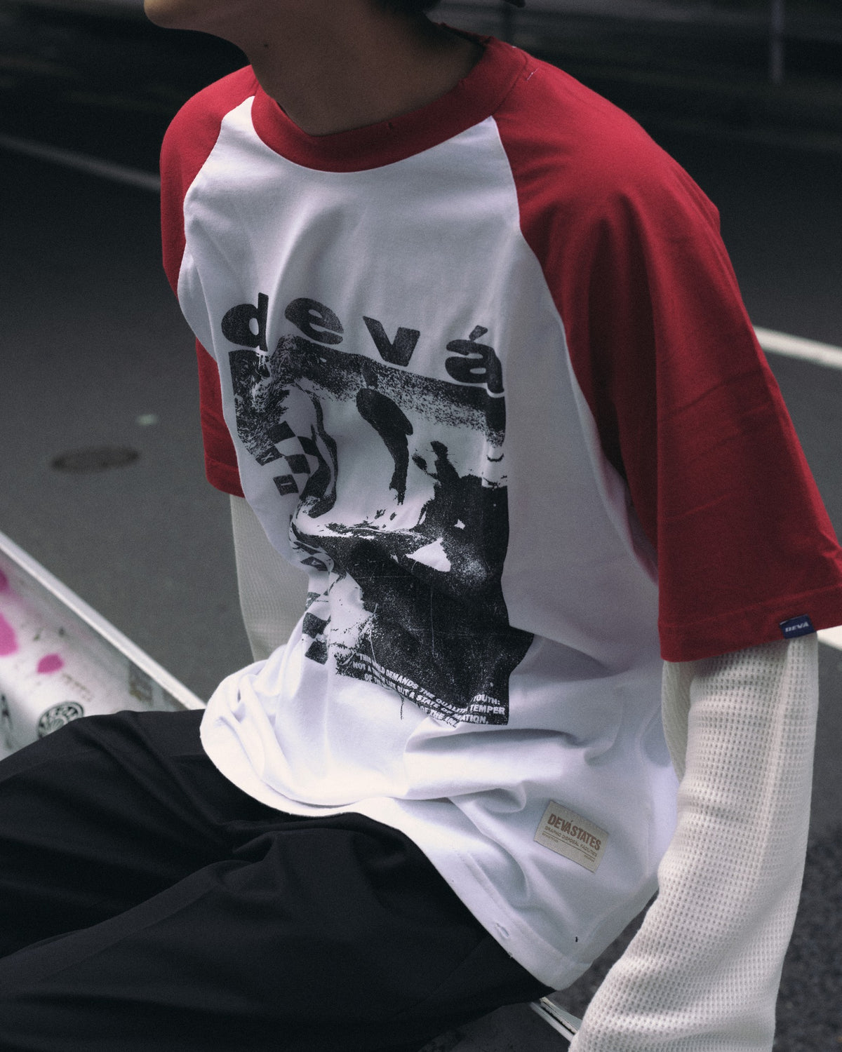 L/S Layered T-shirt-LOST プリントディテール
