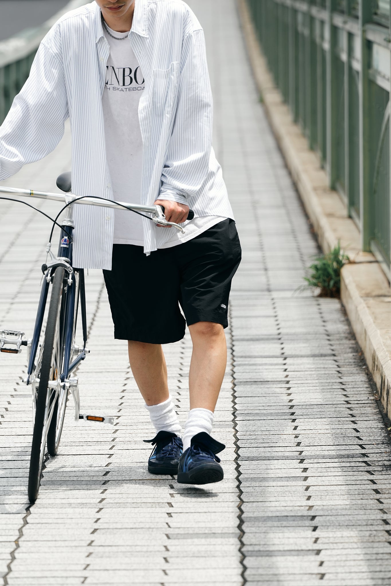 PLANE LOGO NYLON EASY SHORTS（BLACK）