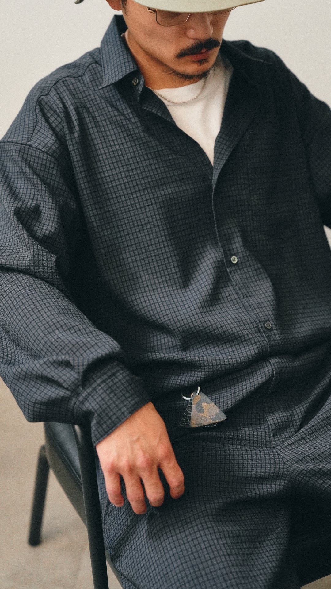 WOOL STRETCH CHECK SLACKS