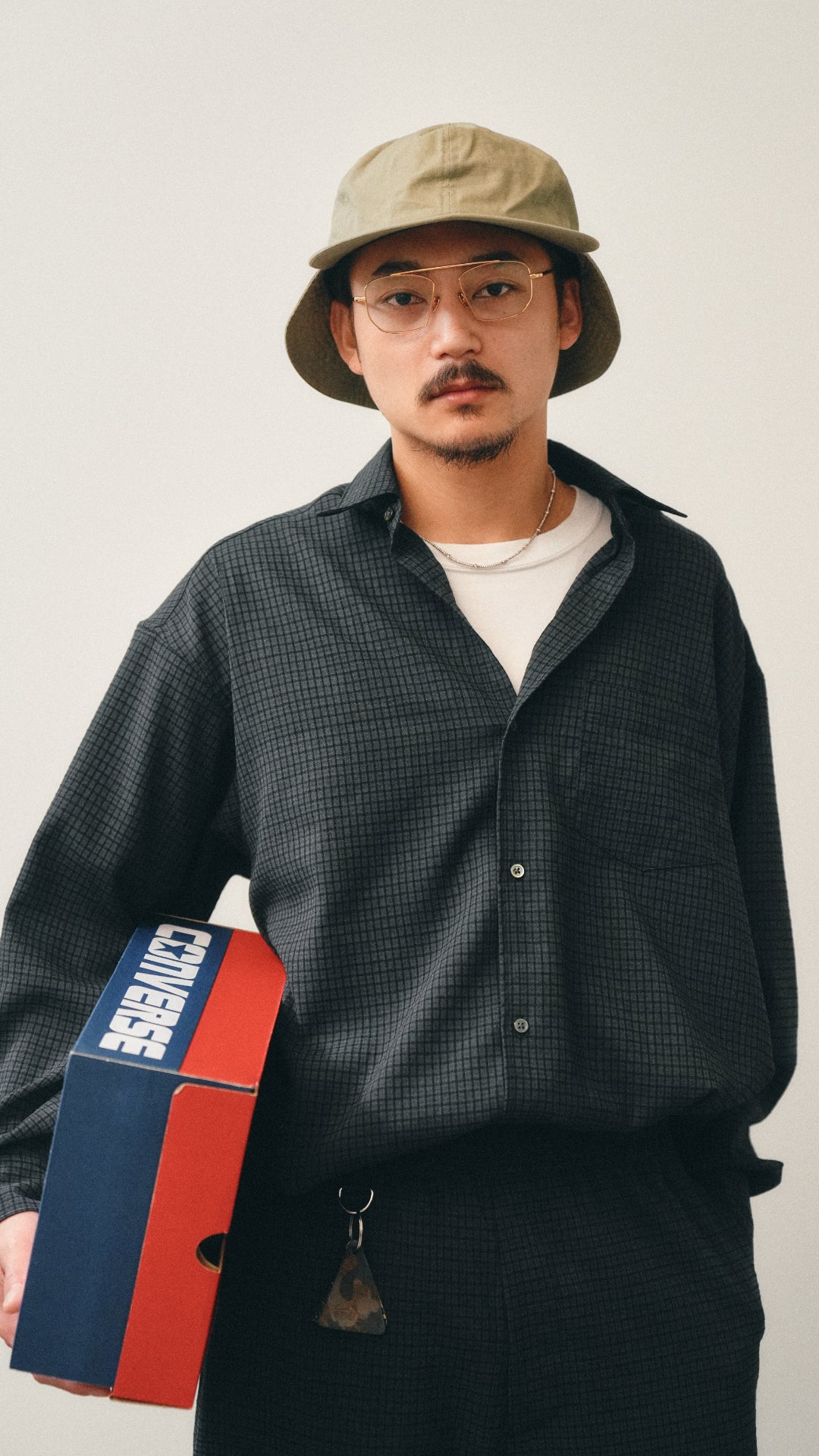 WOOL STRETCH CHECK SLACKS