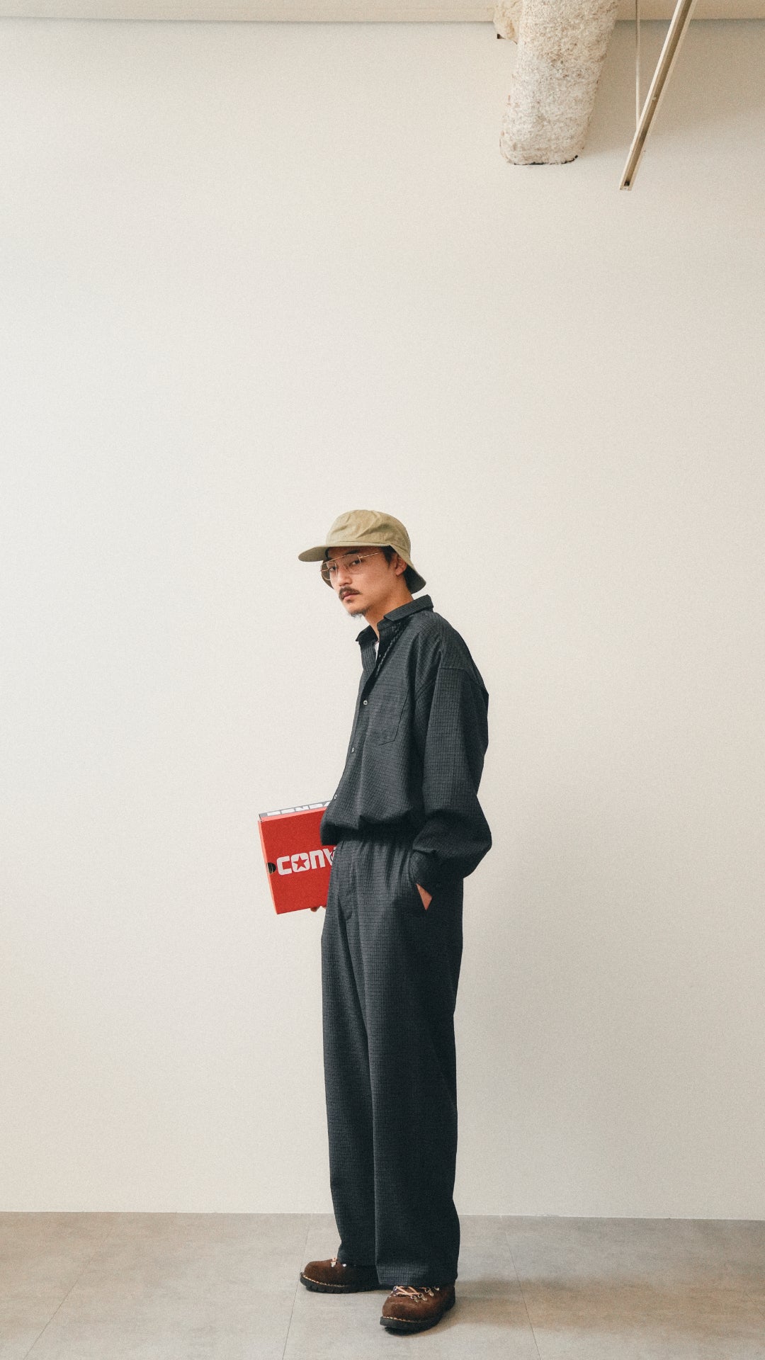 WOOL STRETCH CHECK SLACKS